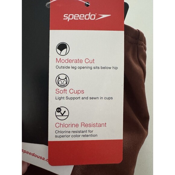 Speedo Women's Swimsuit One Piece Endurance+ Shirred Tank Moderate Cut brown 18 - Picture 12 of 16